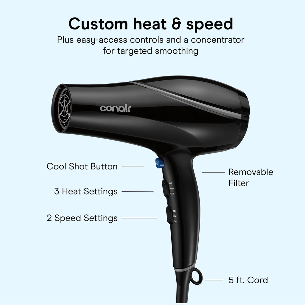 Black Ceramic Hair Dryer with Concentrator Attachment P402026