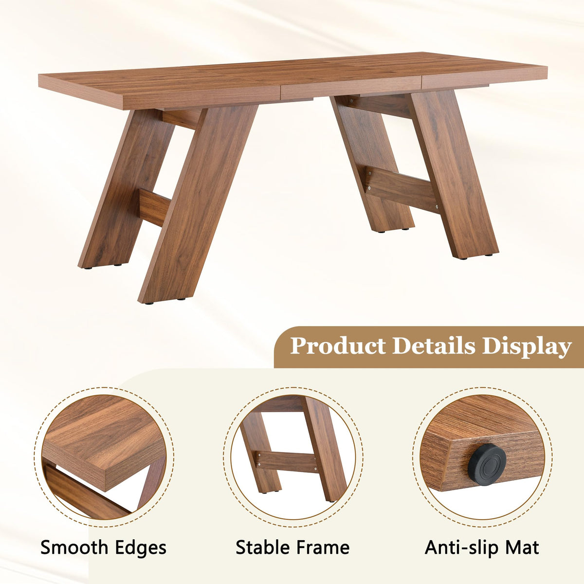 71" 9 Piece Walnut Dining Table Set Q376217