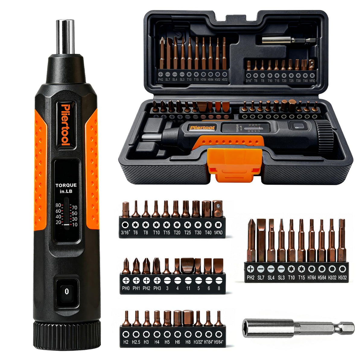 42Pcs Preset Torque Screwdriver Set 10-80 Inch Pound U638
