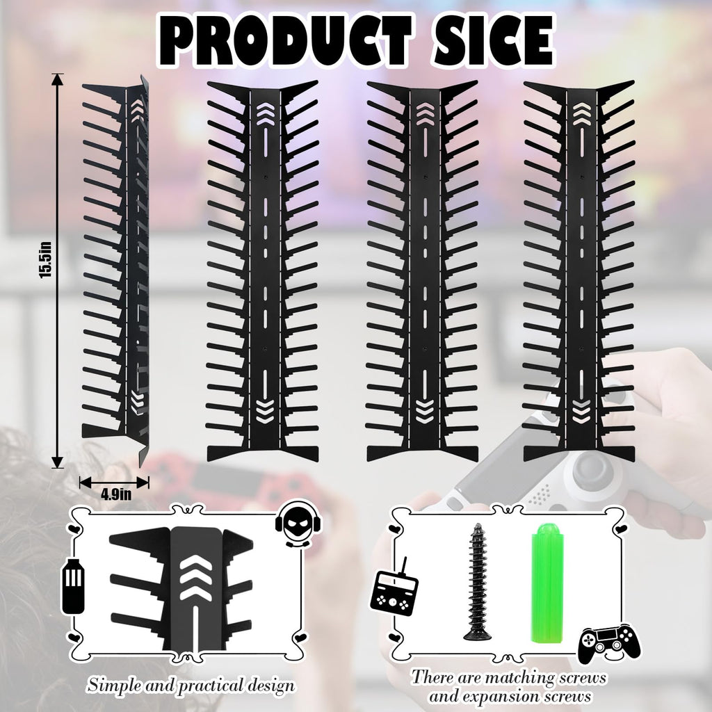 4-Pack Wall Mount Metal DVD Rack Holds 72 Games V469325