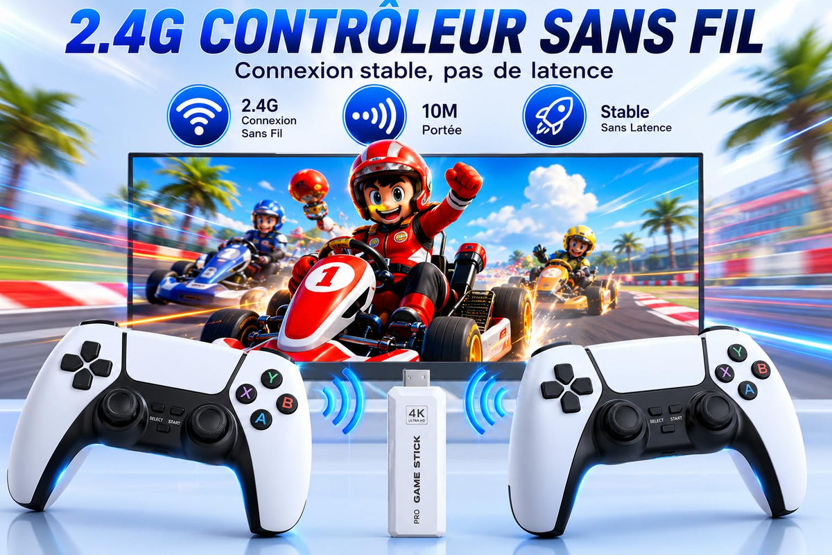 Wireless Retro Game Console Stick with 2.4G Controllers, 4K HDMI, 32G J1648