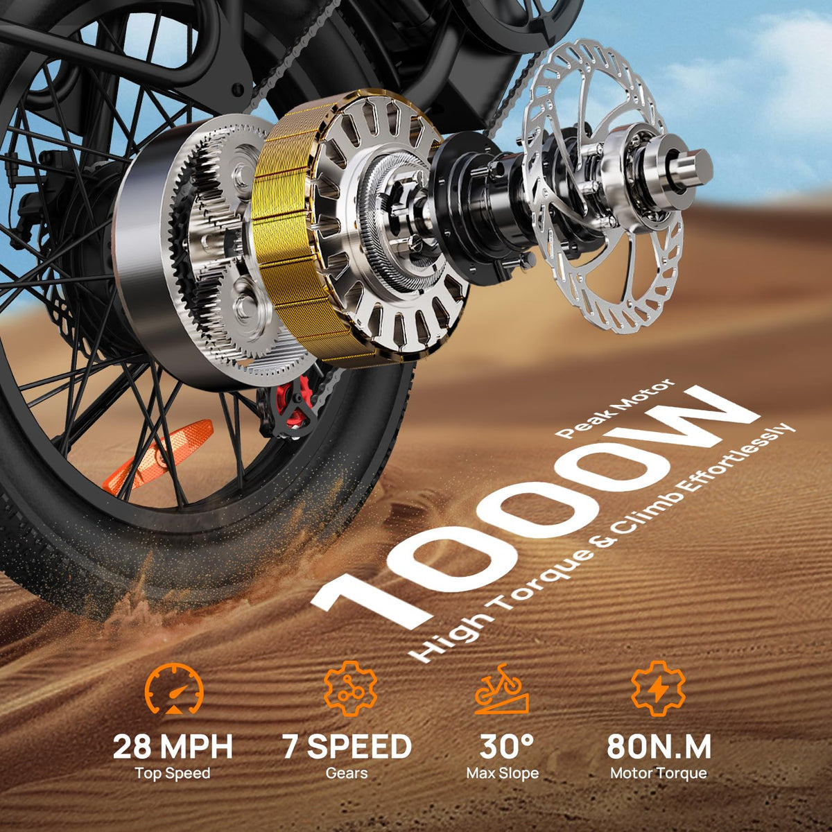 20" Fat Tire Electric Bike with 1000W Motor M48051