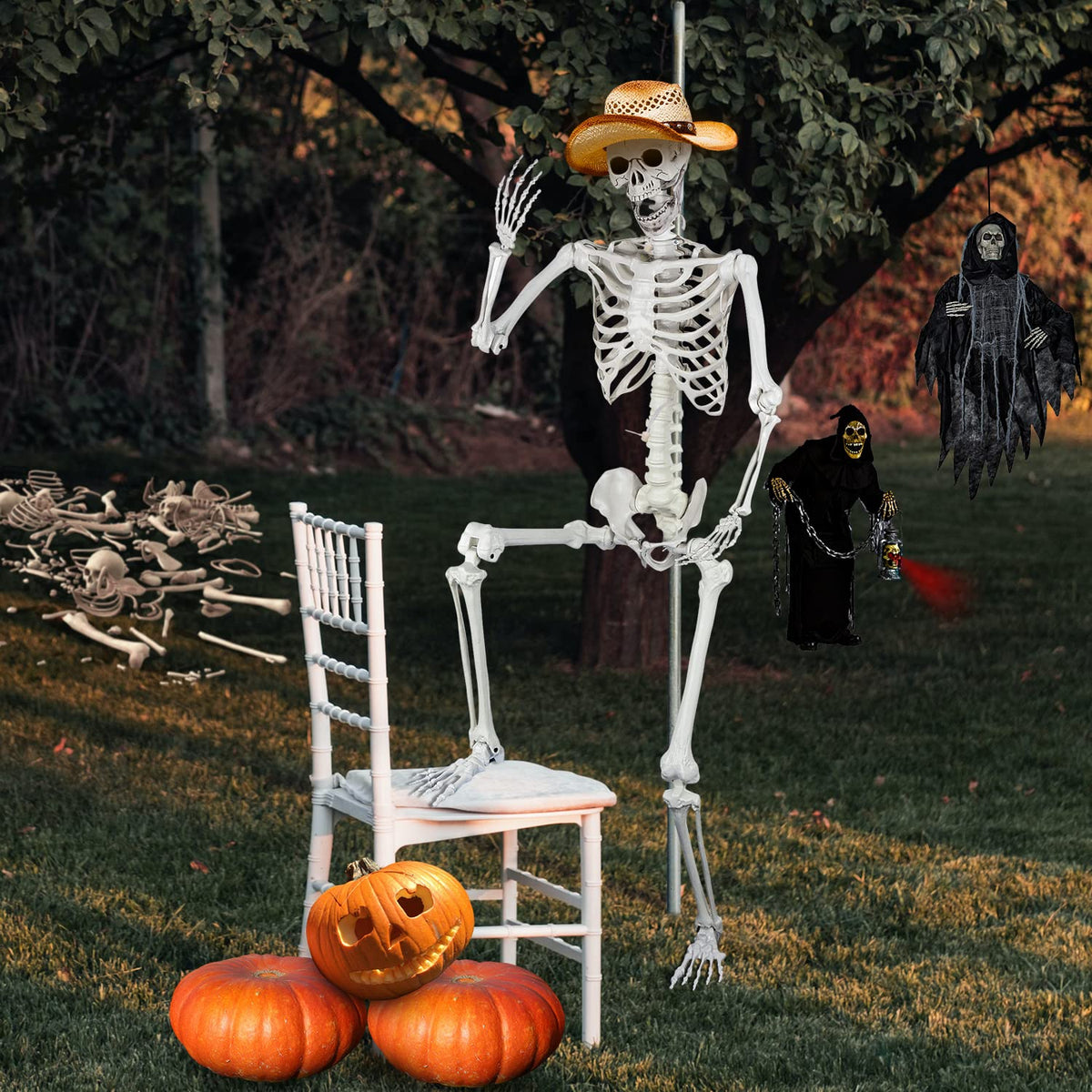 5.4ft Posable Full Body Skeleton with Movable Joints N536