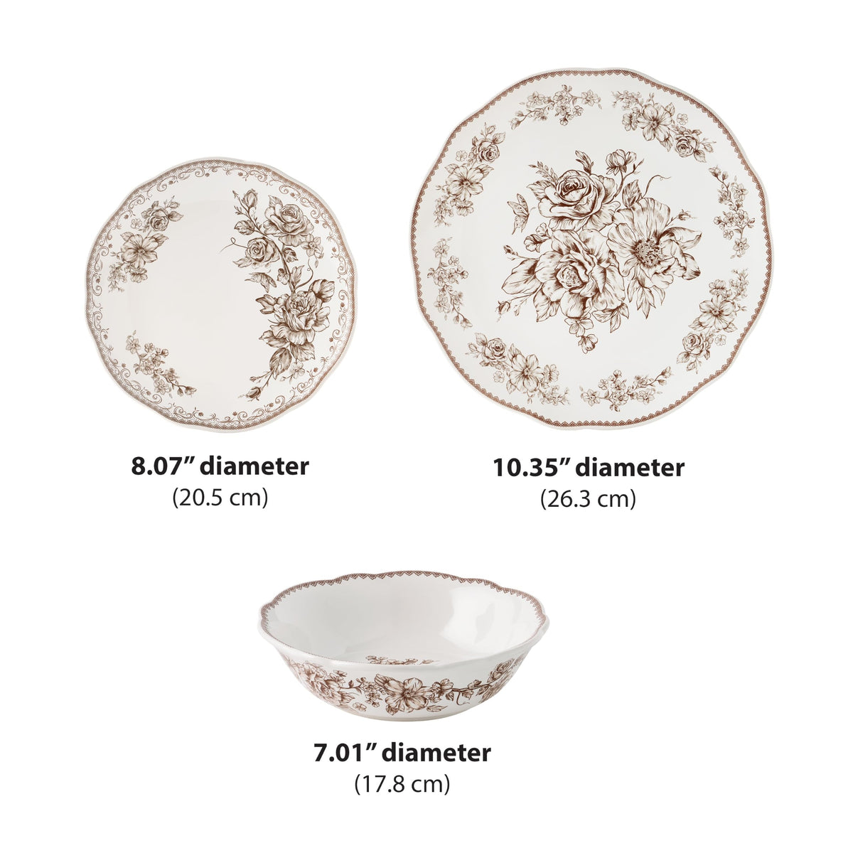 12 Piece Green Floral Stoneware Dinnerware Set X3680