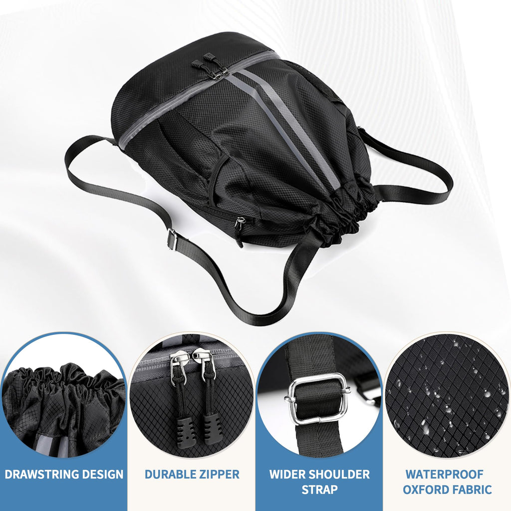 Drawstring Backpack Gym Bag with Shoes Compartment O576396
