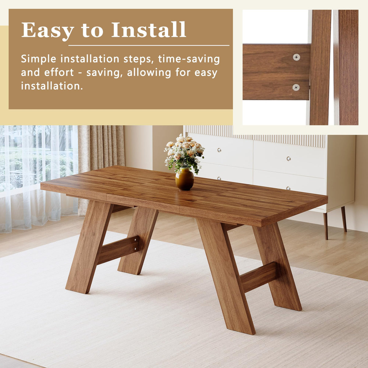 71" 9 Piece Walnut Dining Table Set Q376217