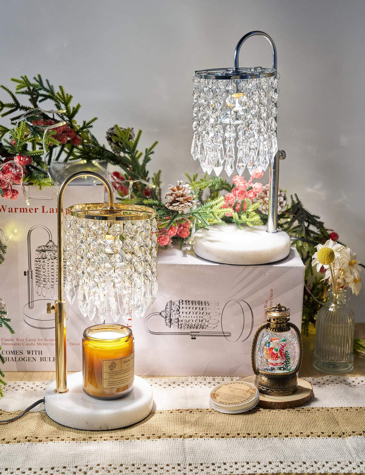 Candle Warmer Lamp with Timer Dimmable Adjustable Height Gold A746879