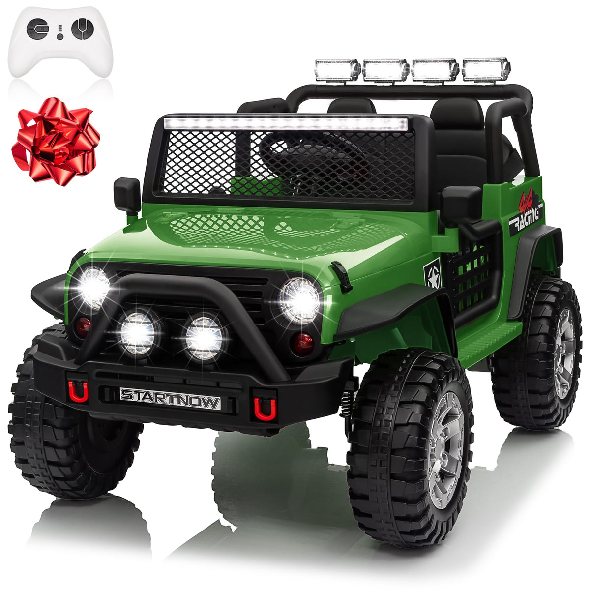 24V 4WD Ride on Truck Car with 800W Motors, Remote Control, 2 Seaters, Green E334119
