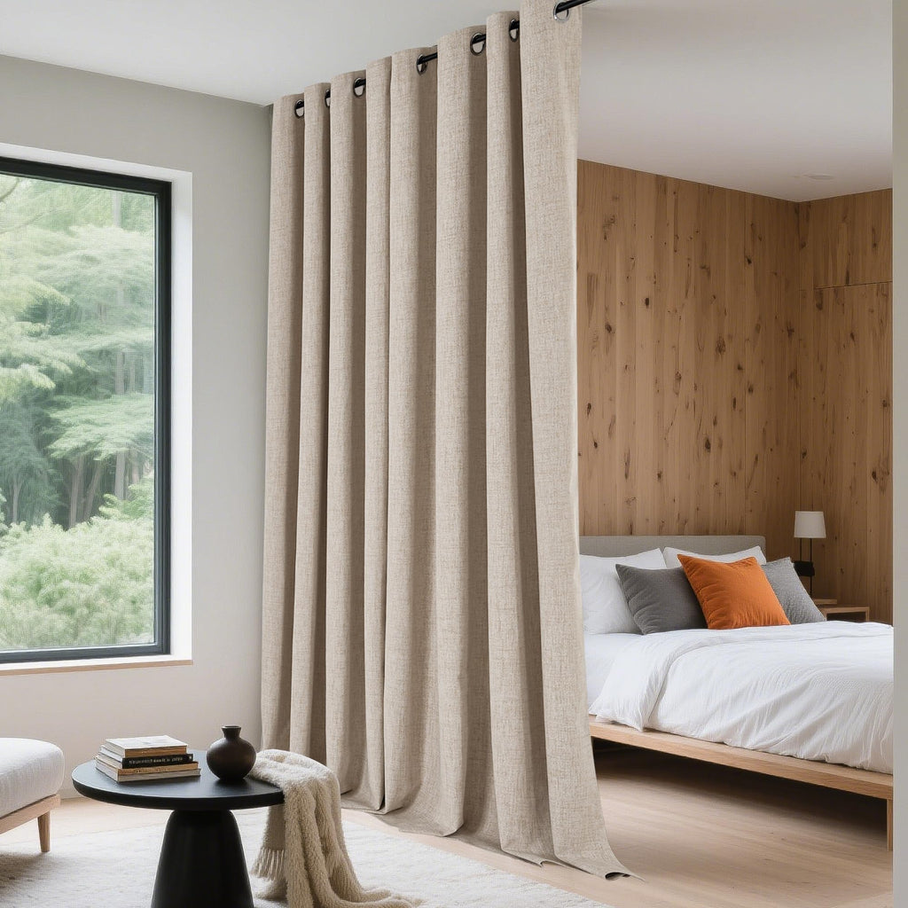 Linen Blackout Curtains 84 Inches Long 2 Panels Set V151540