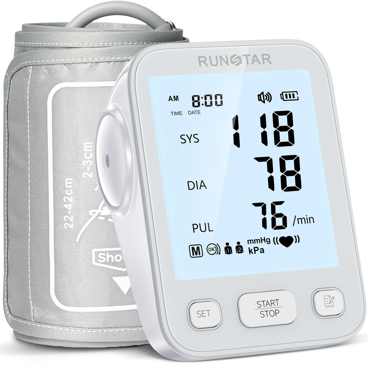 Upper Arm Blood Pressure Monitor with Wide Range Cuff, Grey N111