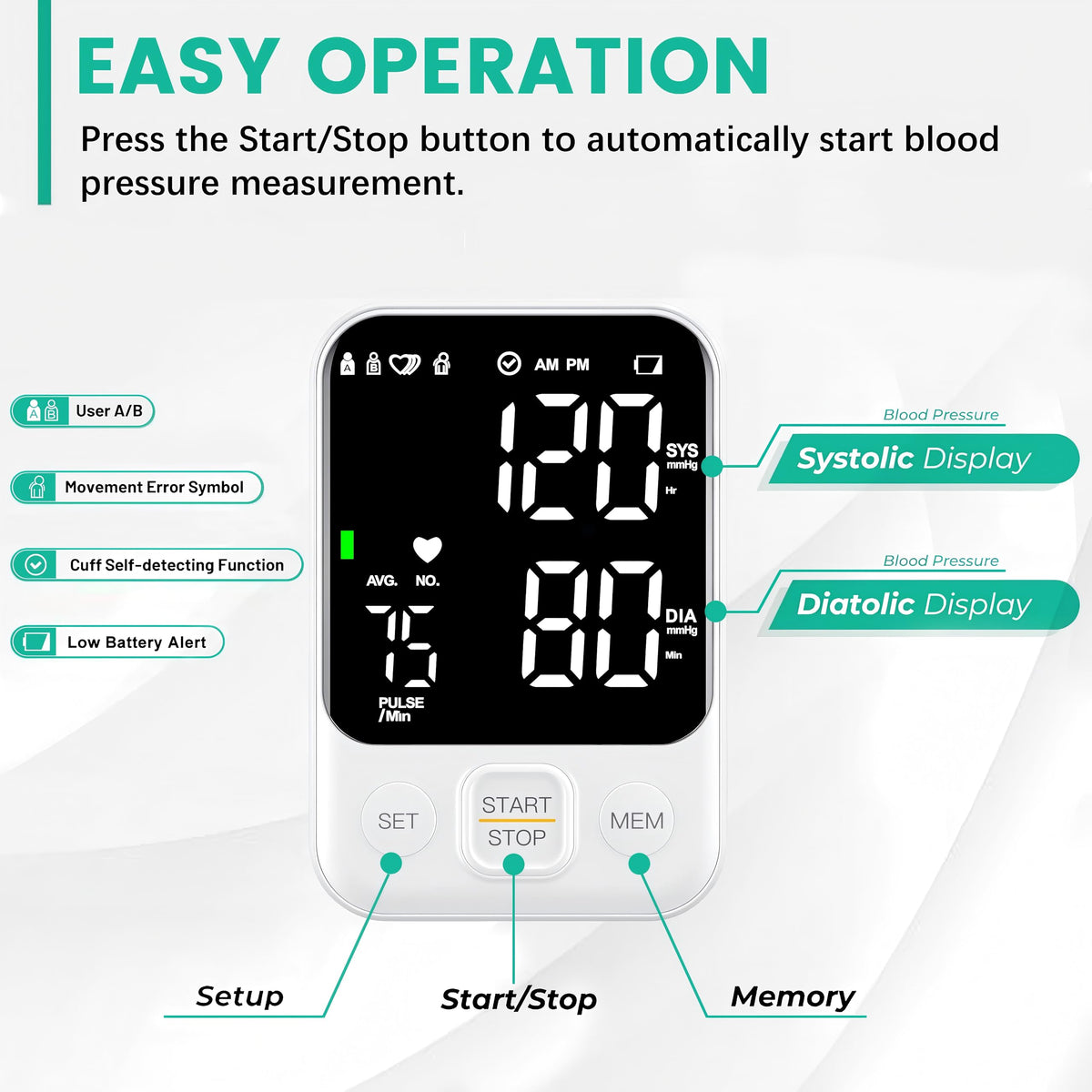 FDA Cleared Upper Arm Blood Pressure Monitor V38581