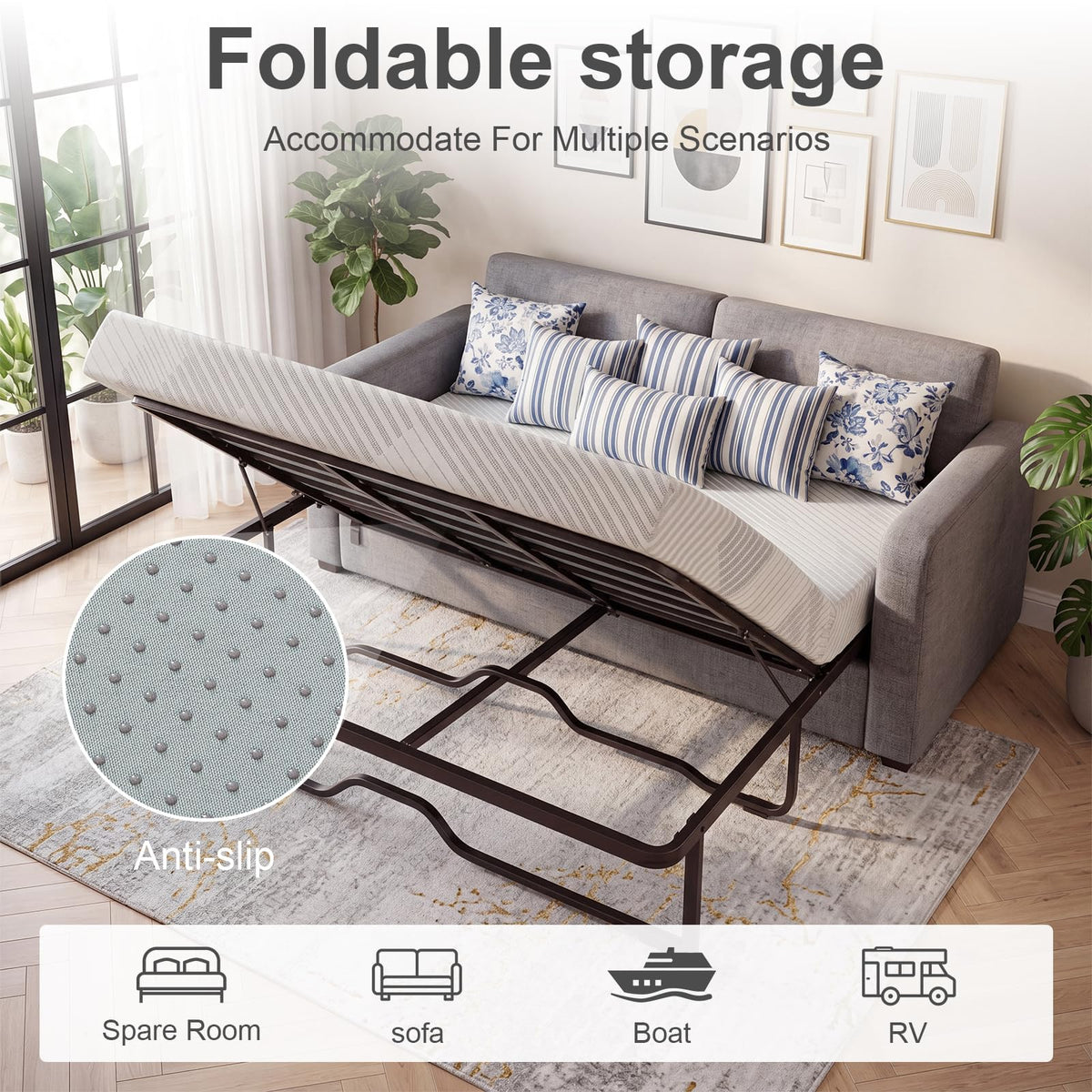 4 Inch Memory Foam Sofa Bed Mattress with Removable Washable Cover A743