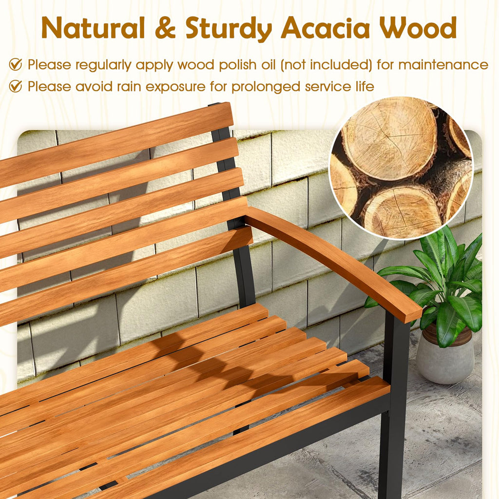 Acacia Wood 2-Person Outdoor Bench U9861