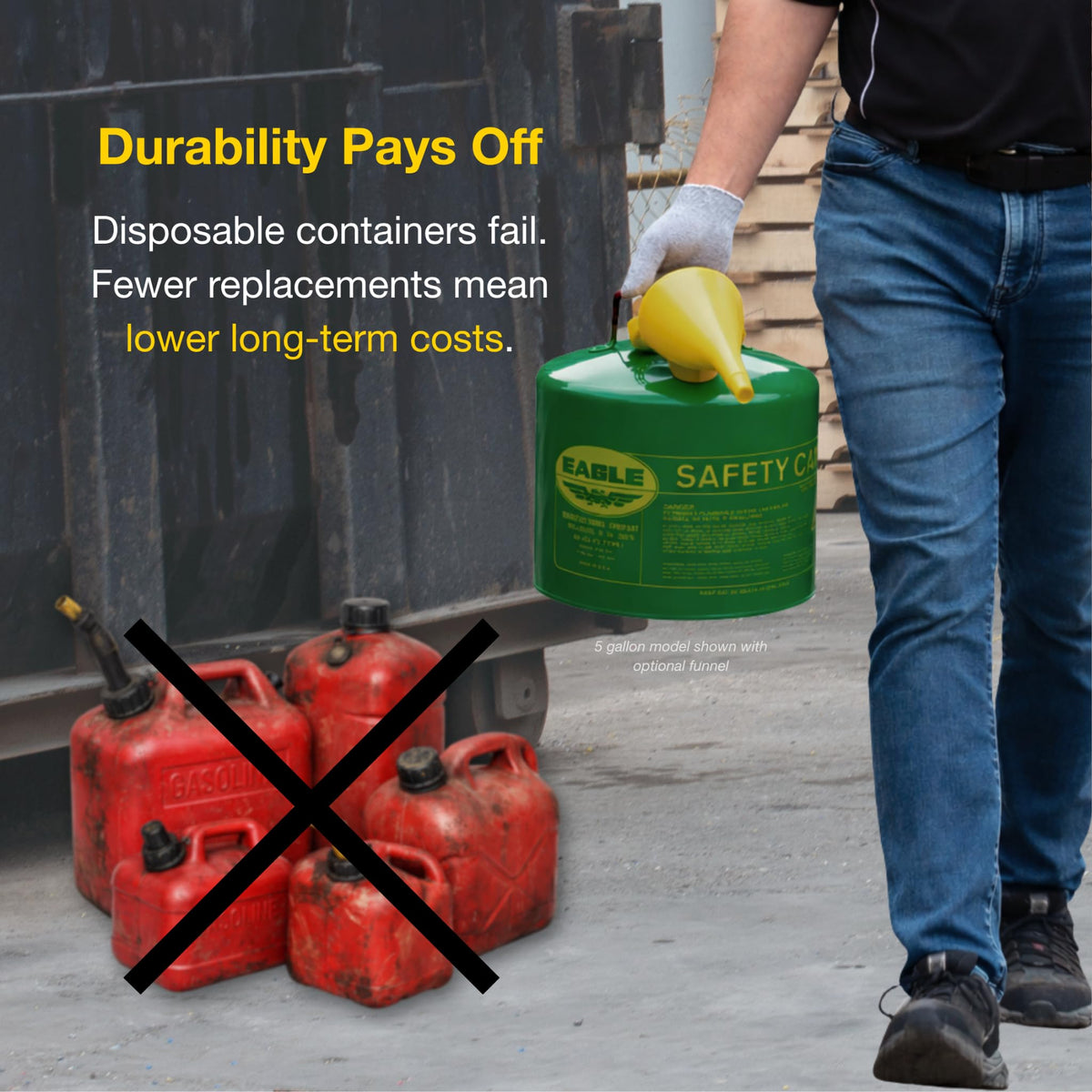 5 Gallon Type I Green Safety Gas Can H624
