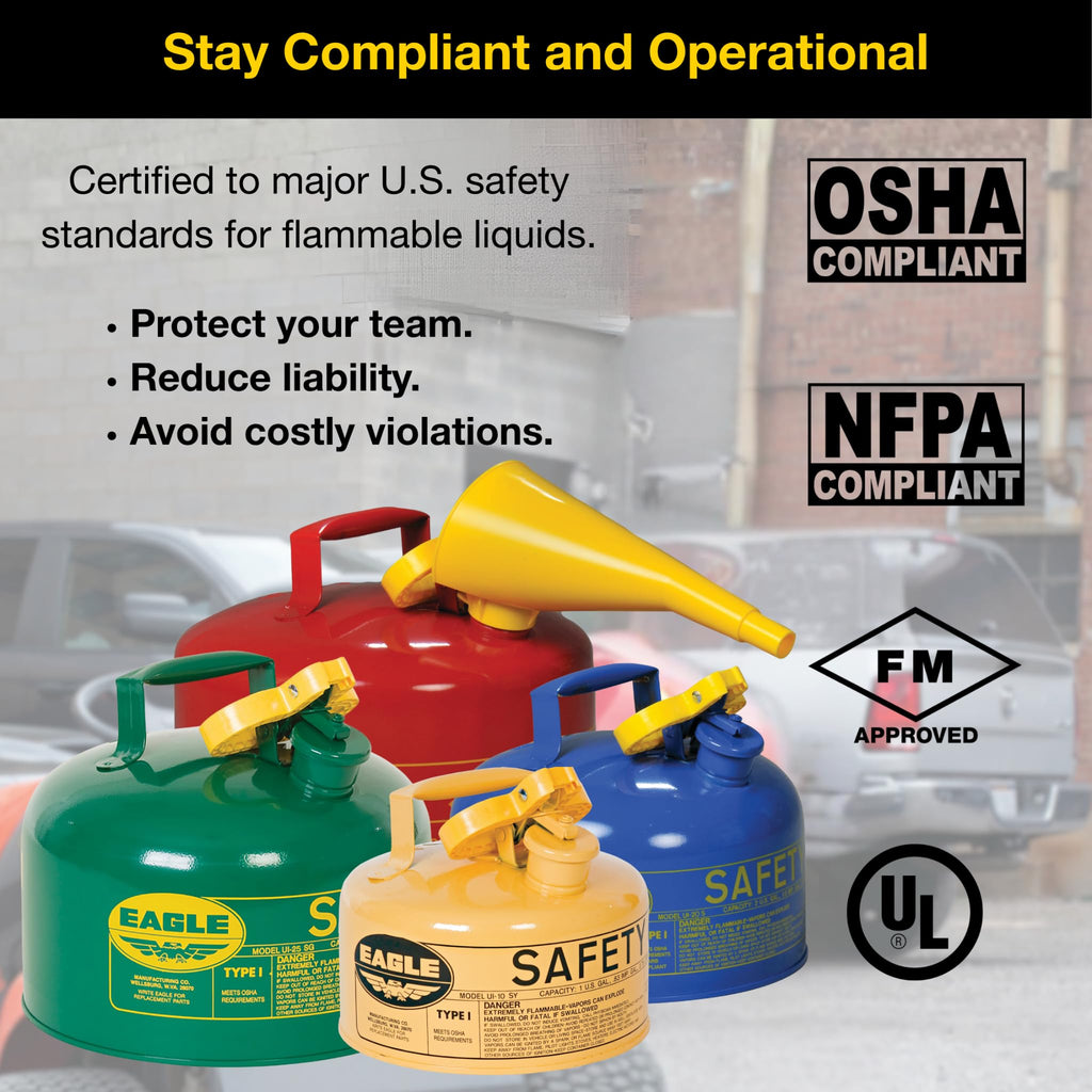 5 Gallon Type I Green Safety Gas Can H624