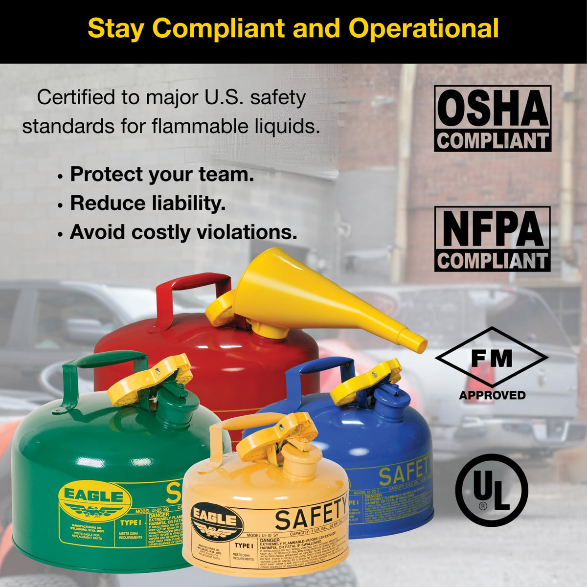 5 Gallon Type I Green Safety Gas Can H624