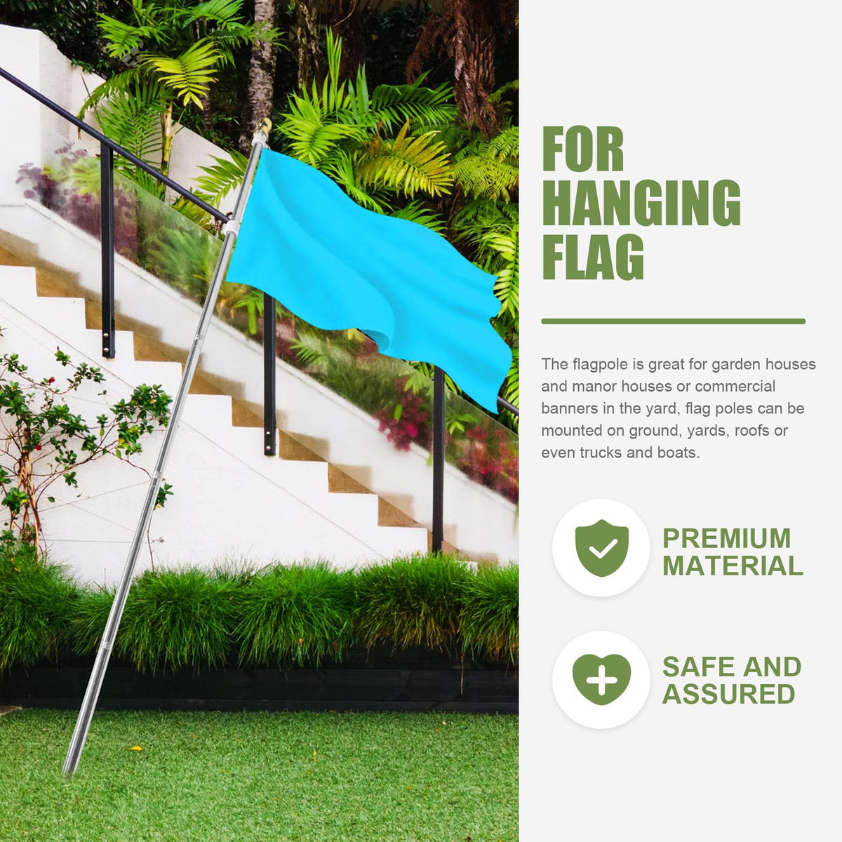 Detachable Flag Pole Kit Stainless Steel U4041