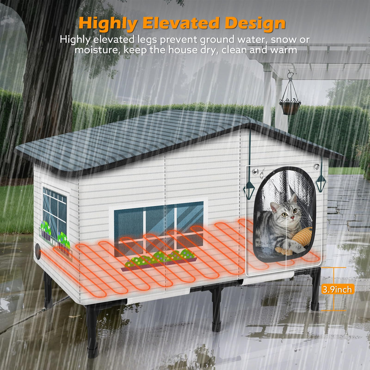 Weatherproof Heated Insulated Cat House J380