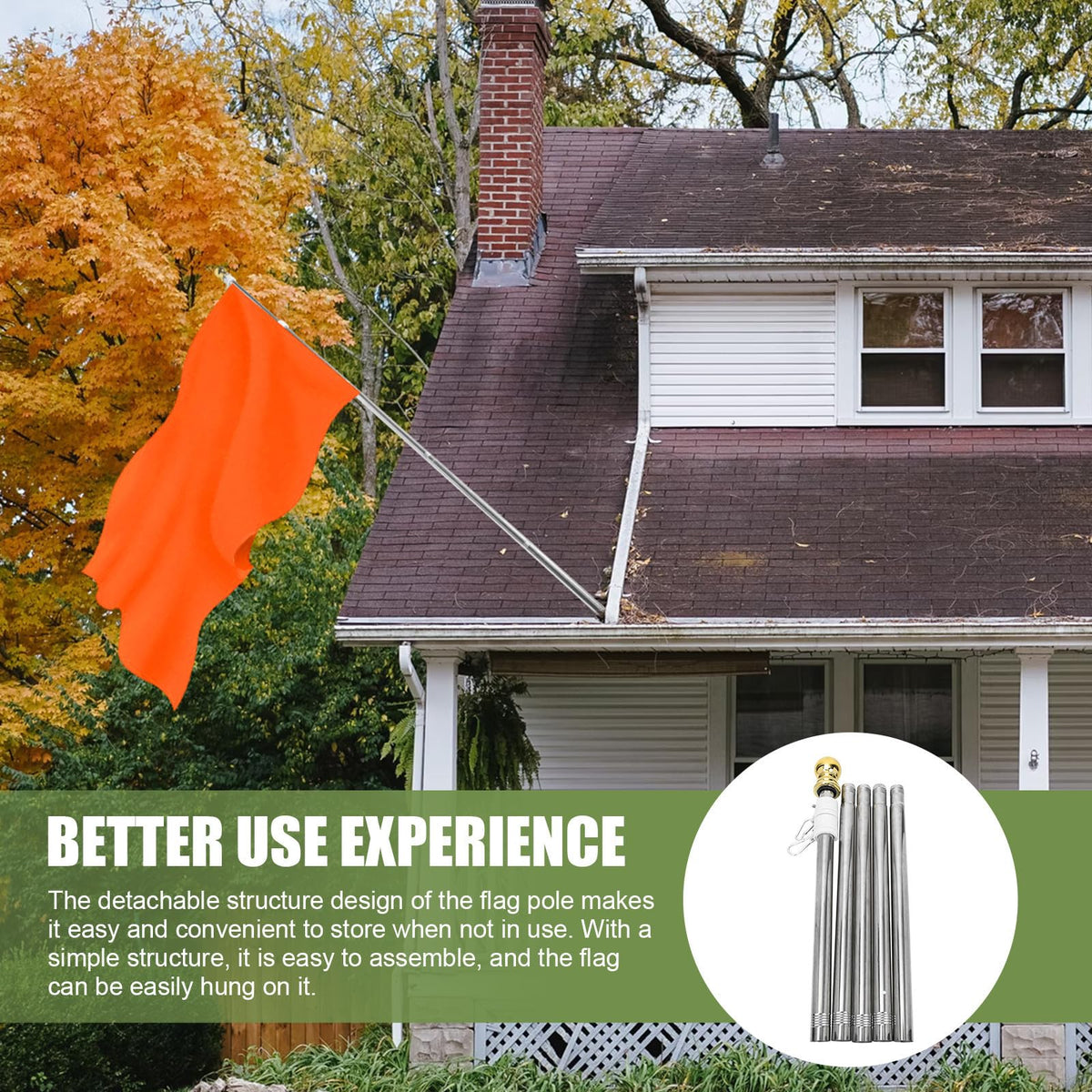 Detachable Flag Pole Kit Stainless Steel U4041