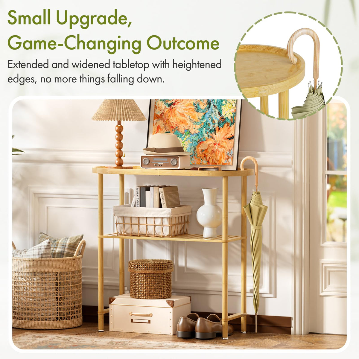 Bamboo 2-tier Oval Top Console Table H9026