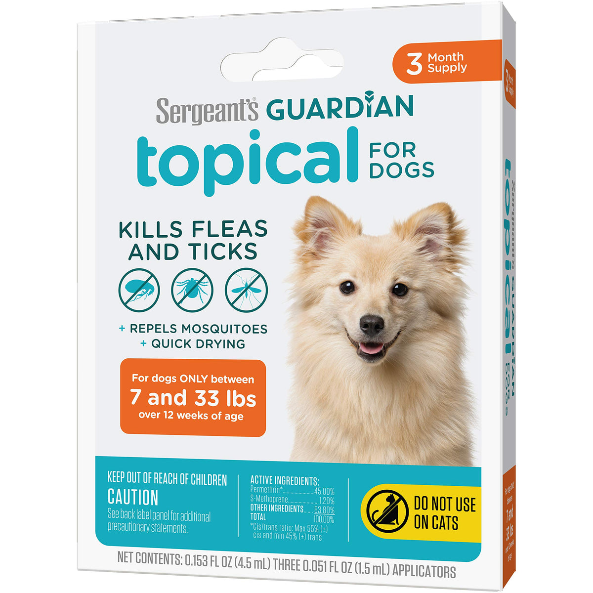Flea & Tick Topical Dogs 7-33 lbs 3-Month U63383
