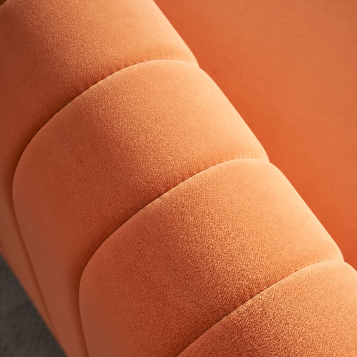 Orange Velvet 3-Seater Sofa with Rolled Arms B559