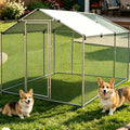 Large Outdoor Dog Kennel Heavy Duty Metal Dog Run with Weatherproof Cover O1328