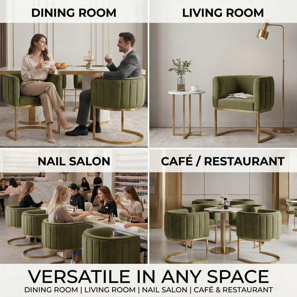 Olive Green and Gold Velvet Dining Chairs Set of 2 Z658