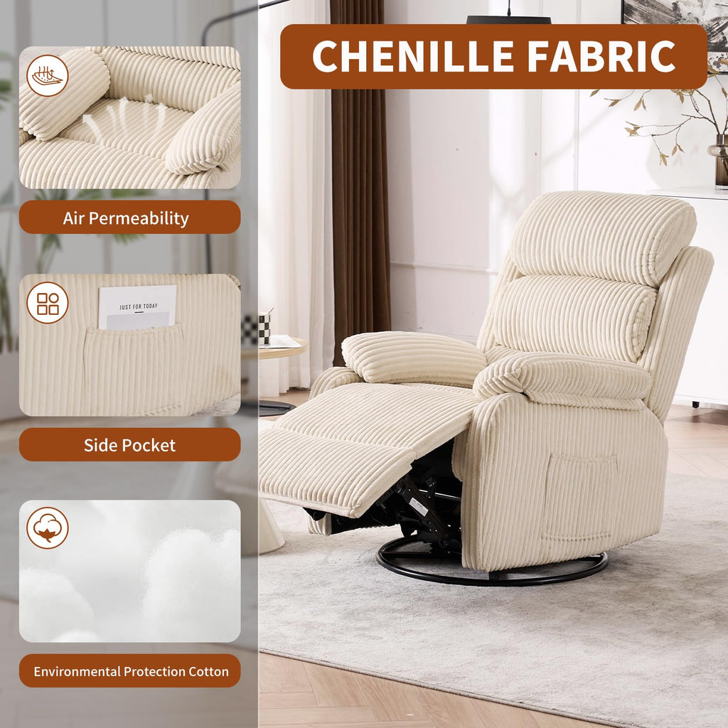 Beige Velvet Rocking Recliner Chair with Side Pocket H881018