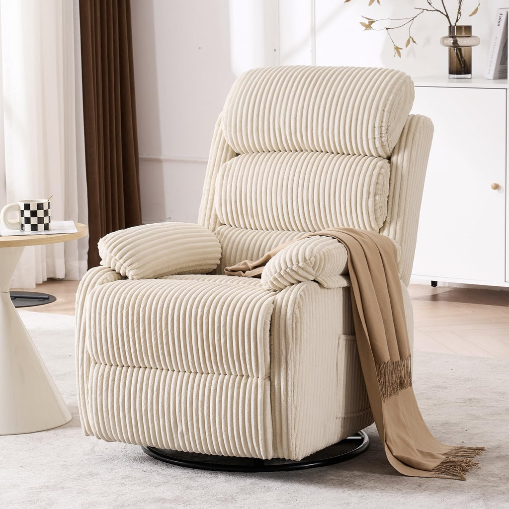 Beige Velvet Rocking Recliner Chair with Side Pocket H881018