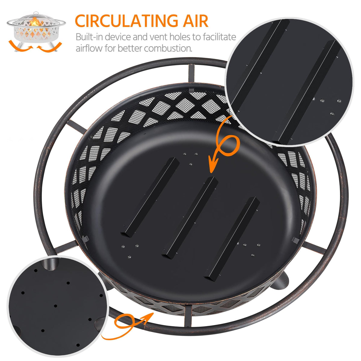 36in Wood Burning Fire Pit with Spark Screen K86868