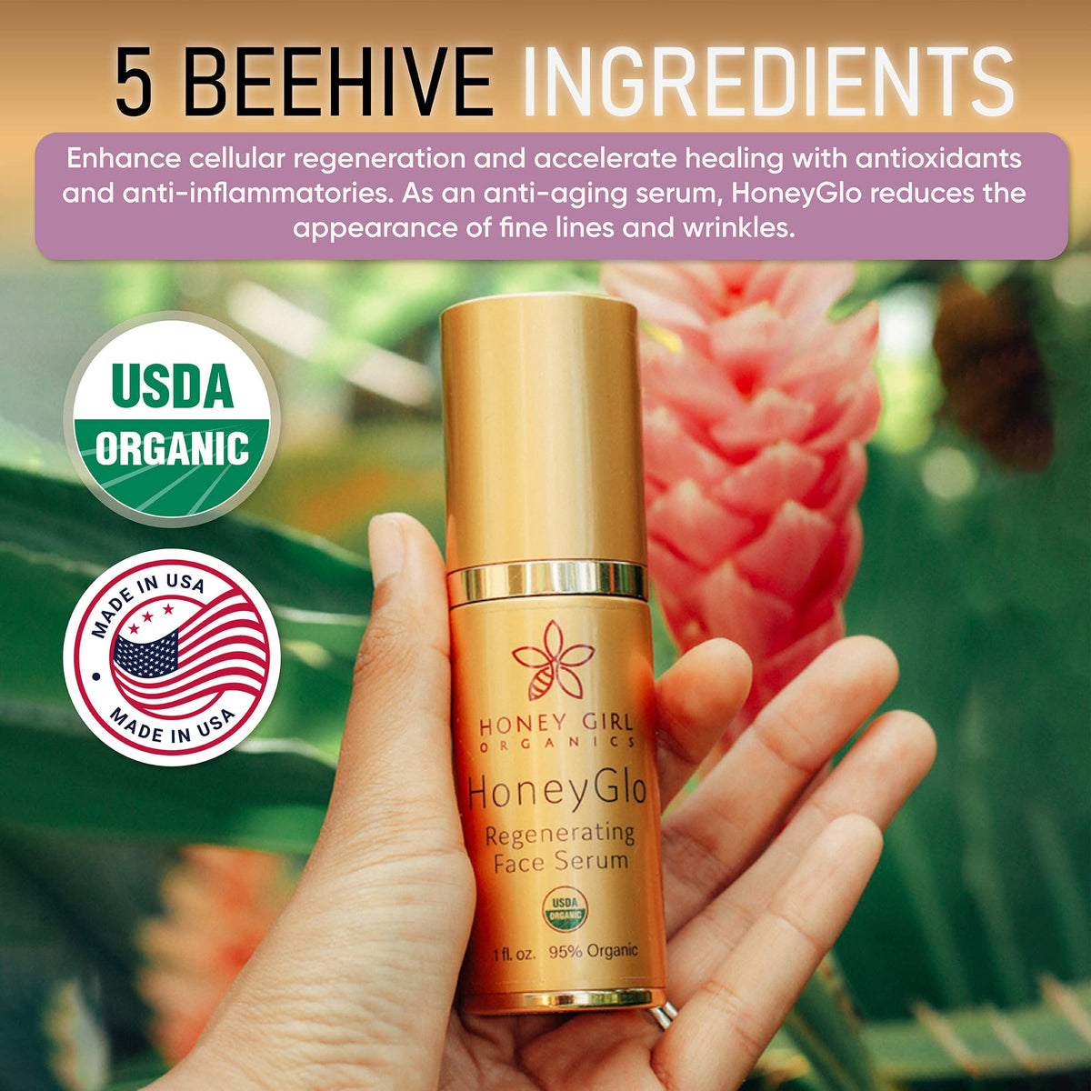 USDA Certified Organic Face Serum with Vitamin C and EVOO 1 oz H244