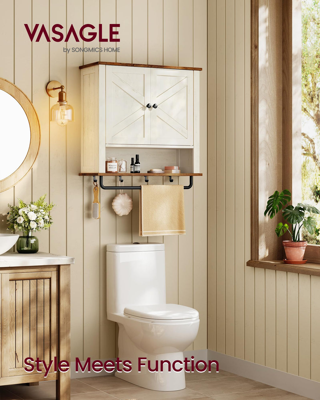 Wall-Mounted Bathroom Cabinet with Towel Bar Y6750