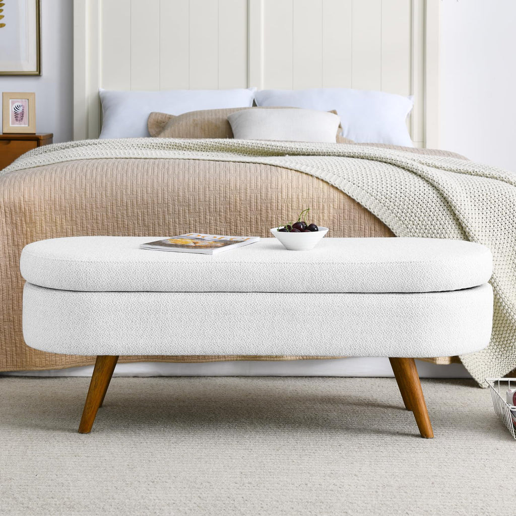 Oval Storage Bench with Rubber Wood Legs K33969