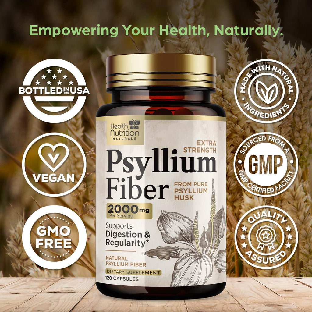 Psyllium Husk Capsules 2000 mg 120 Capsules Q61123