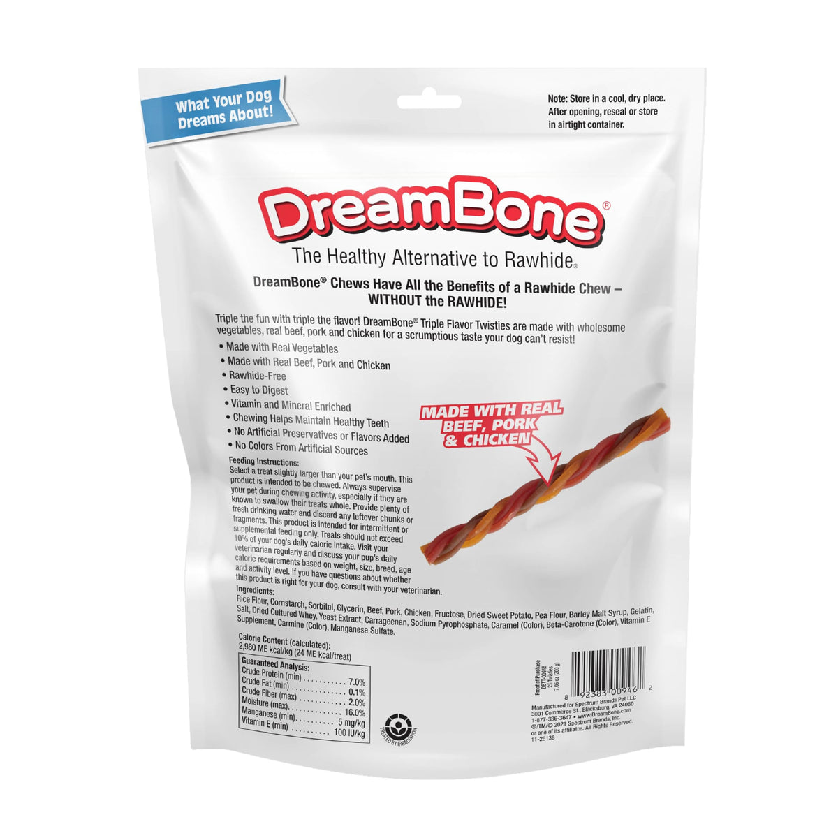 Rawhide-Free Dog Treats with Real Protein, 25 Count S8175