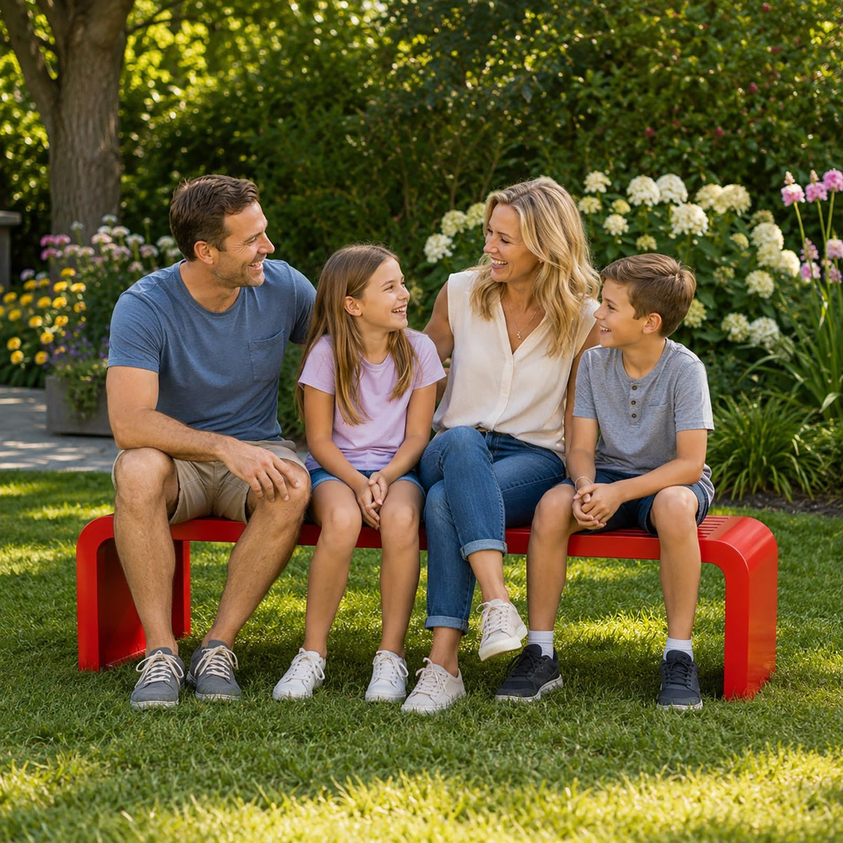 Red Metal Outdoor Patio Garden Bench 660lbs 39in I321563