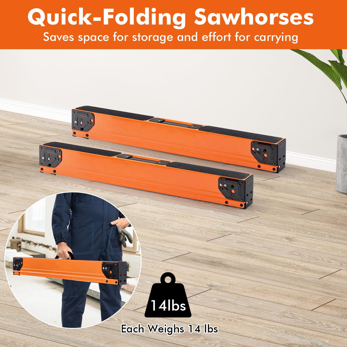 Heavy Duty Steel Folding Saw Horses 2 Pack 2200 LBS Capacity N25224