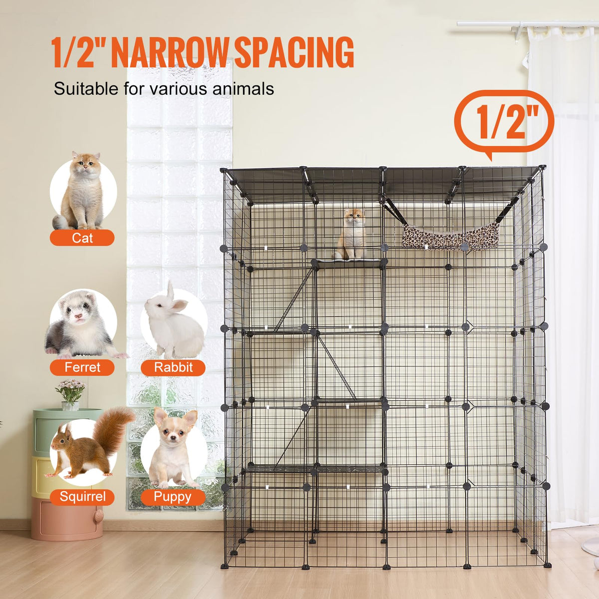 4-Tier Metal Wire Cat Cage with Hammock Ramp B559