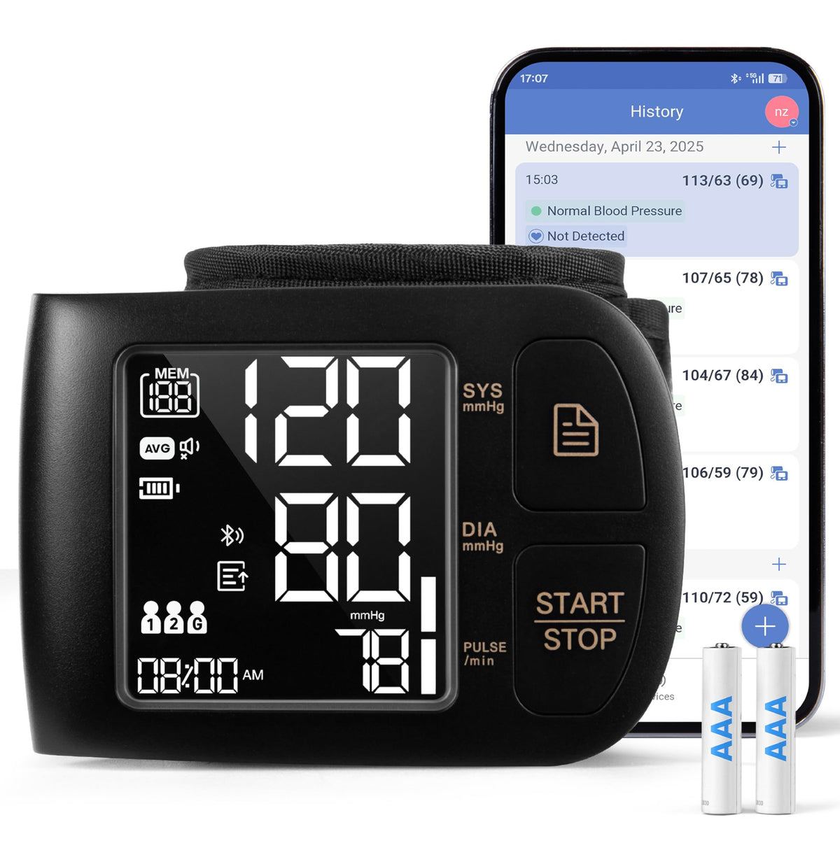 Blood Pressure Monitor Bluetooth with Carrying Case, Black H465322