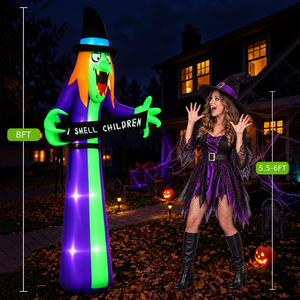 8FT LED Inflatable Witch Yard Decor K951362