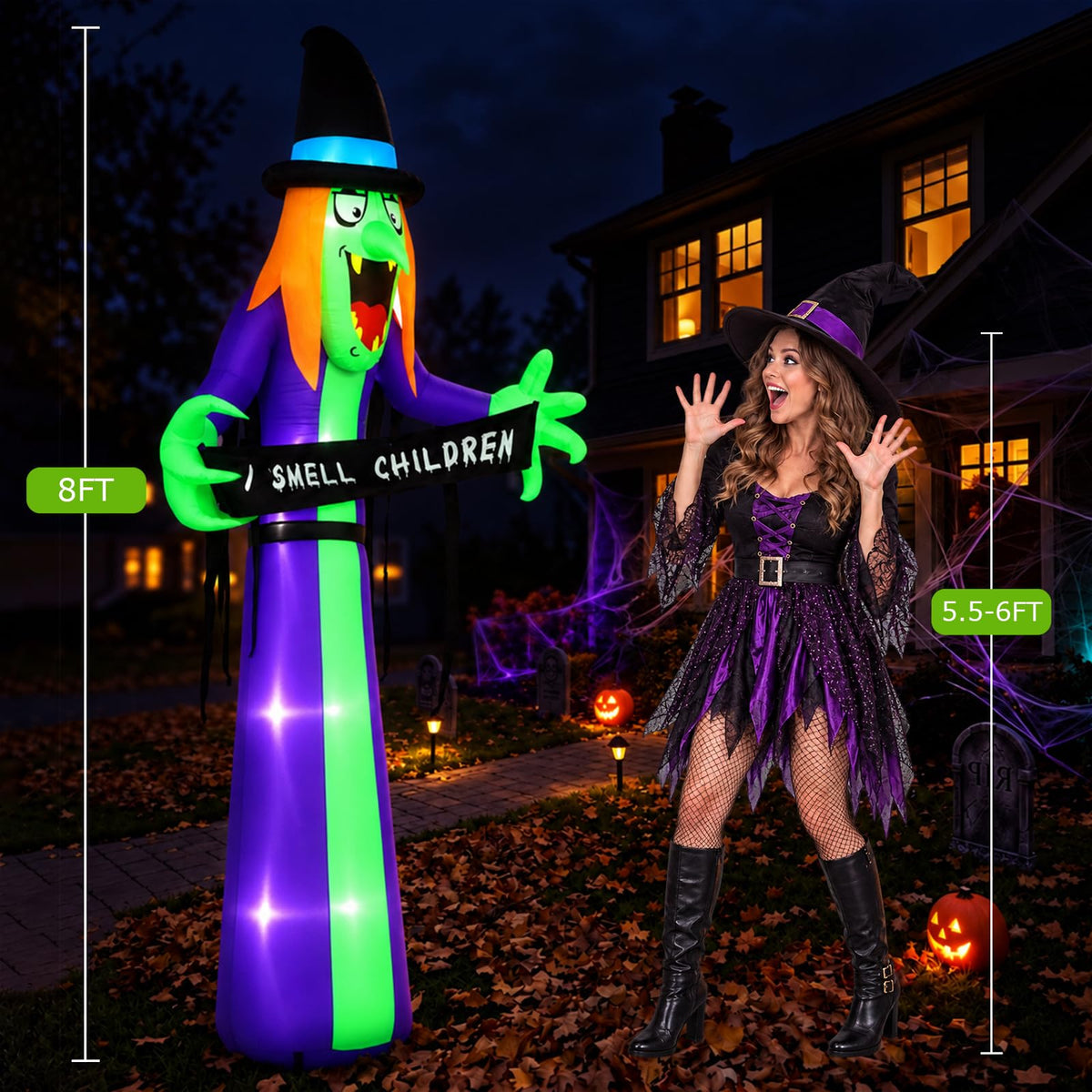 8FT LED Inflatable Witch Yard Decor K951362