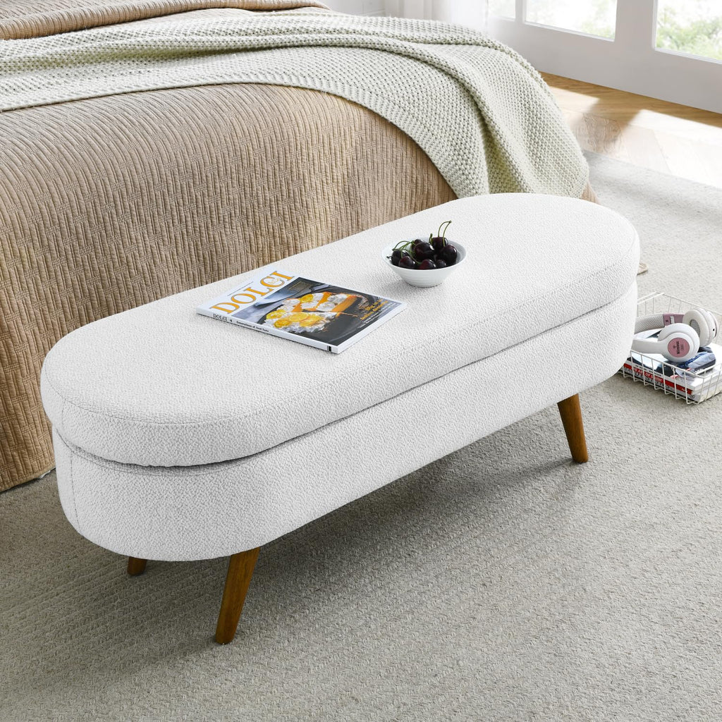 Oval Storage Bench with Rubber Wood Legs K33969