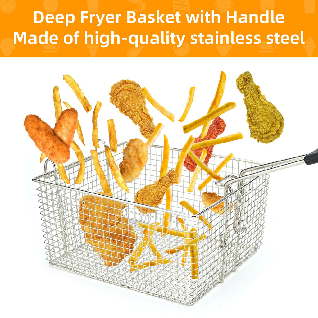 Electric Fryer Basket with Rubber Handle Grip, 2 Pcs J833028