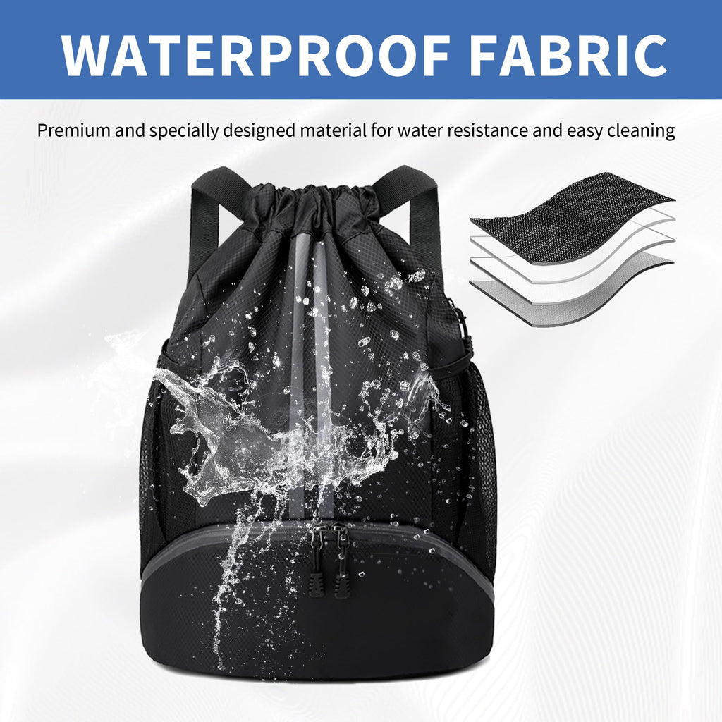 Drawstring Backpack Gym Bag with Shoes Compartment O576396