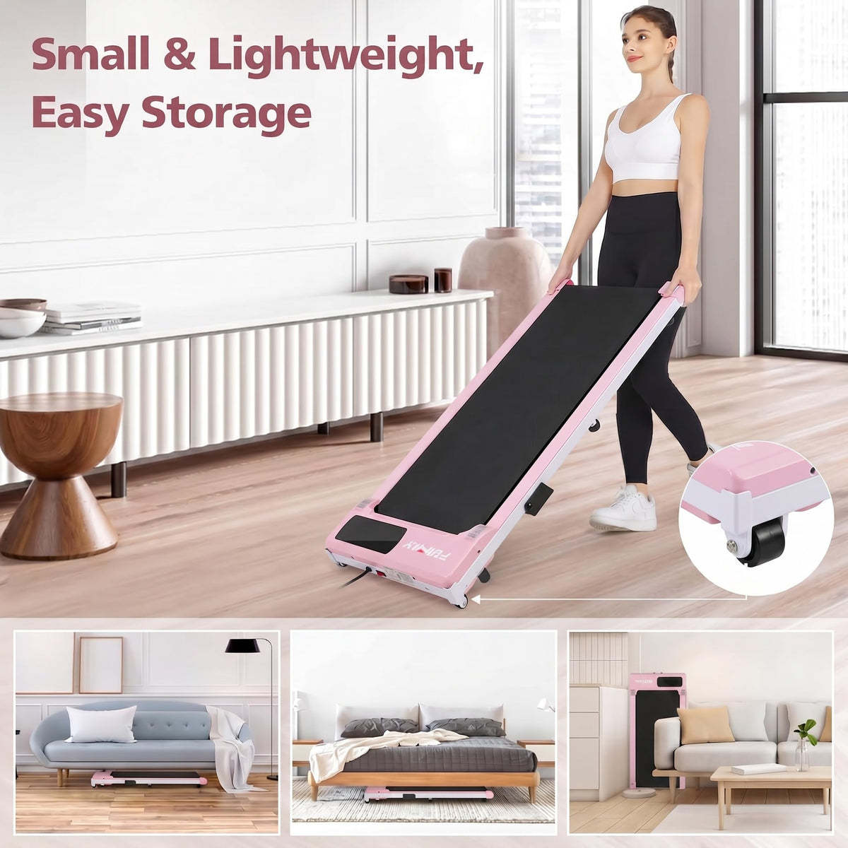 3.0HP Portable Under Desk Treadmill with Remote Control C699385