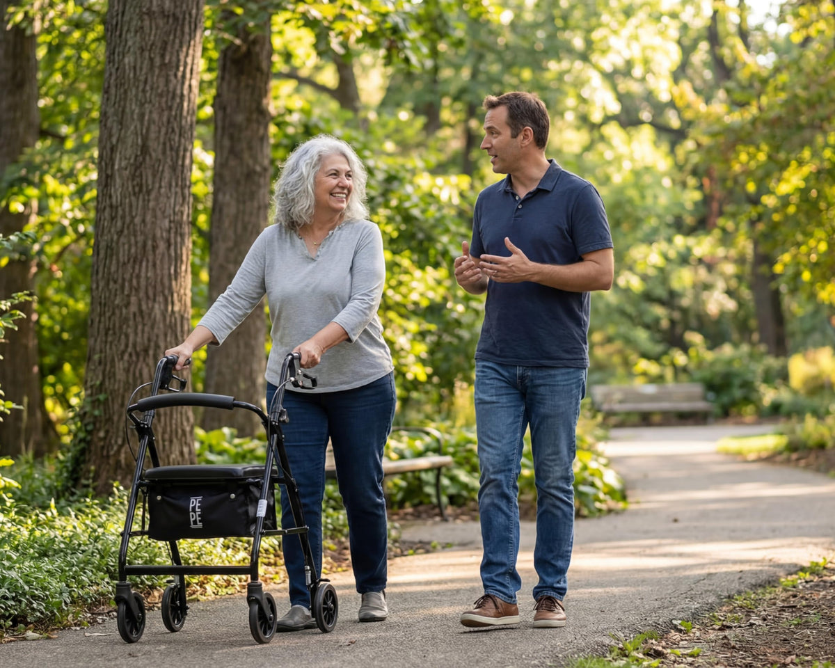 Foldable 4 Wheel Rollator Walker with Seat N35324