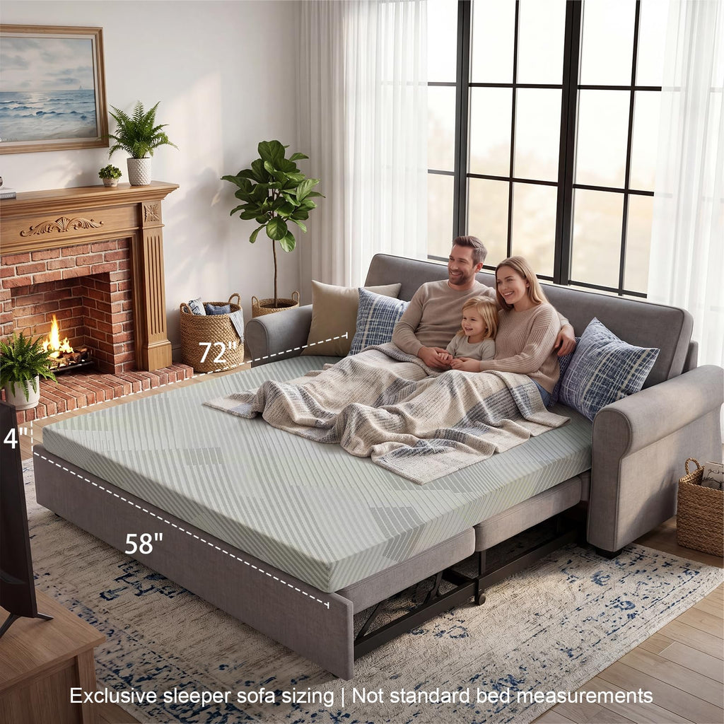 4 Inch Memory Foam Sofa Bed Mattress with Removable Washable Cover A743
