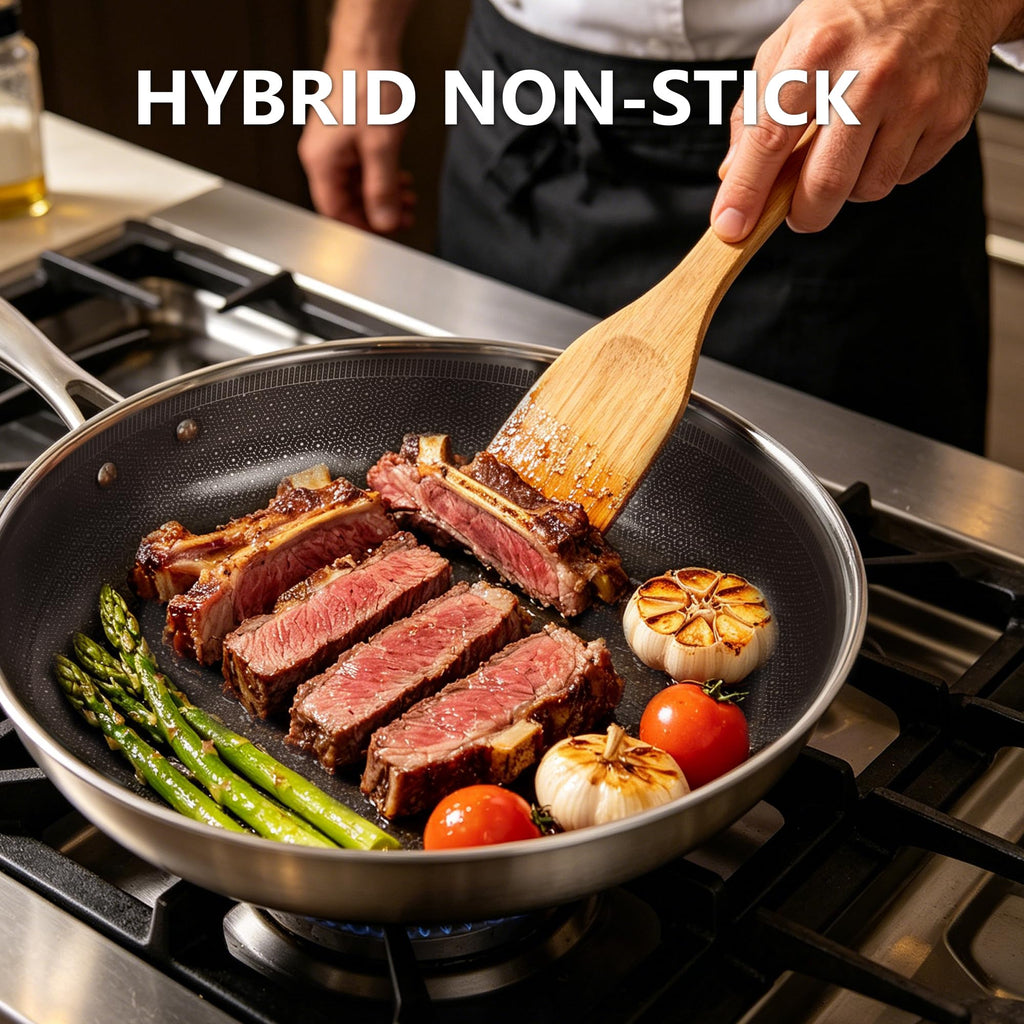 8, 10 and 12-Inch Non Stick Ceramic Frying Pans with Lids Y97622