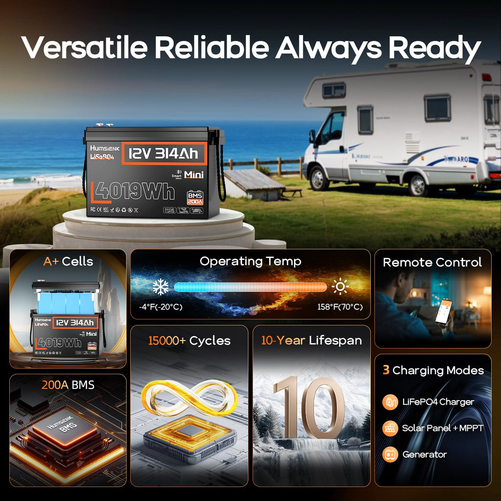12V 300Ah LiFePO4 Lithium Battery with Bluetooth H519